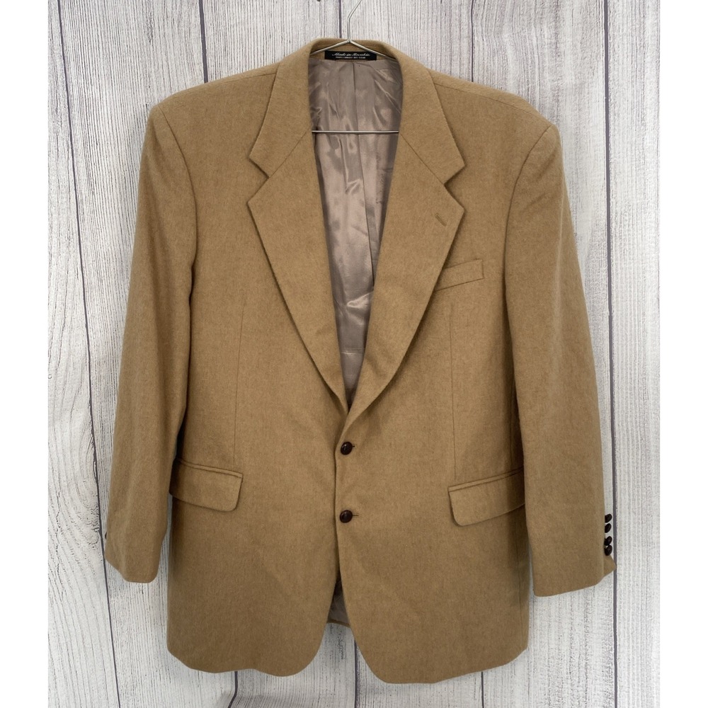 Tailor's Row Deansgate 100% Camel Hair Blazer Mens Size 46L Brown Coat Vintage